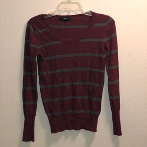 Burgundy & Grey Striped Sweater Shirt